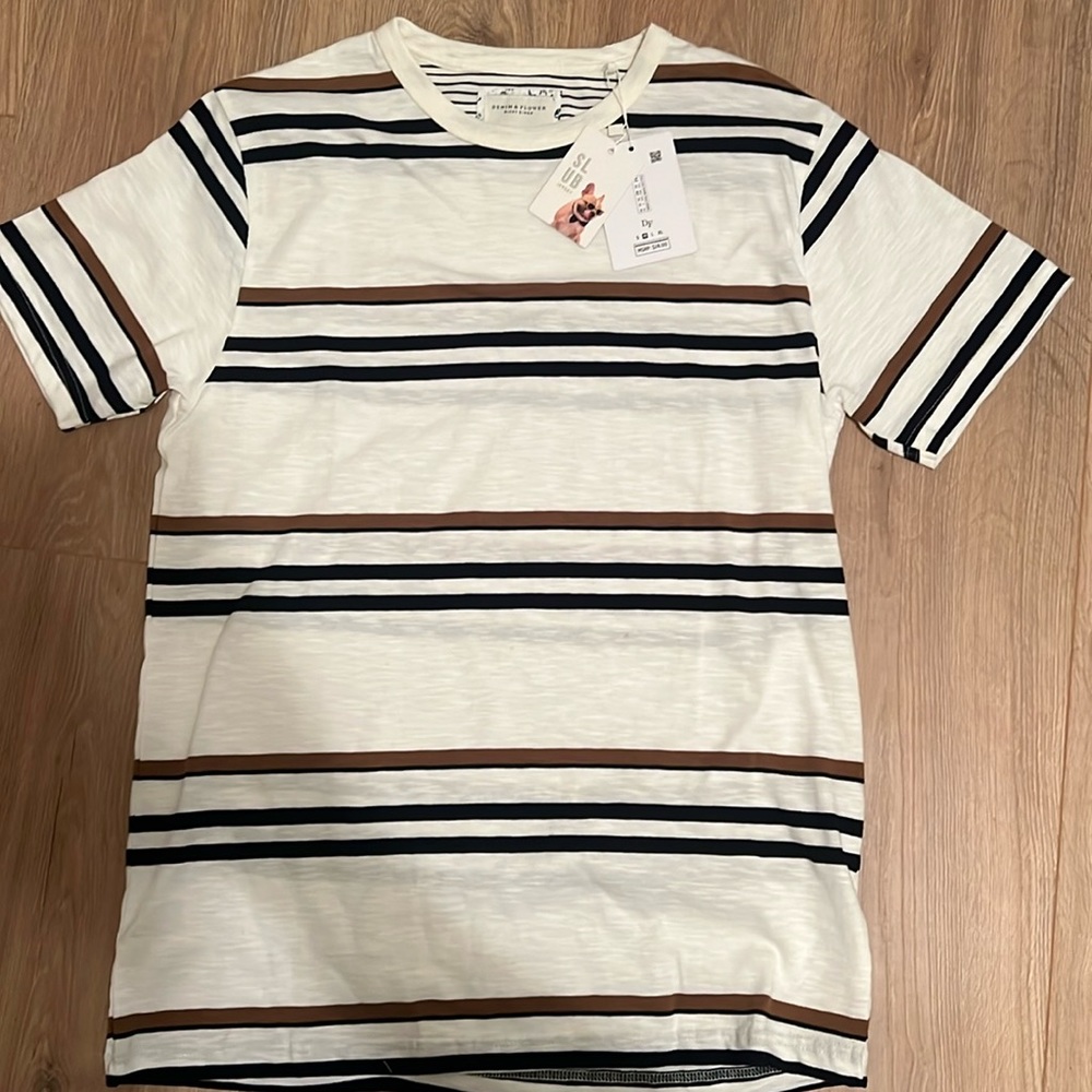 Denim & Flower striped shirt (Medium) (Brand New)